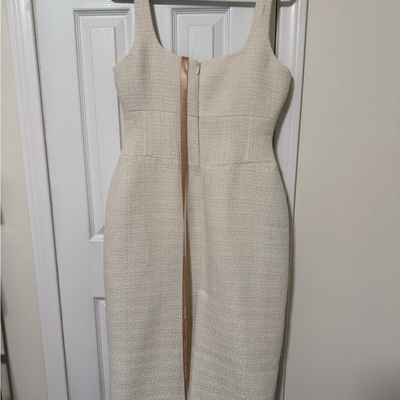 Meshki Cream Tweed Textured Midi Dress - Picture 4 of 5